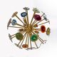 Italian-designed "Sputnik" Ceiling Lamp with Agate Stone Sections and Brass