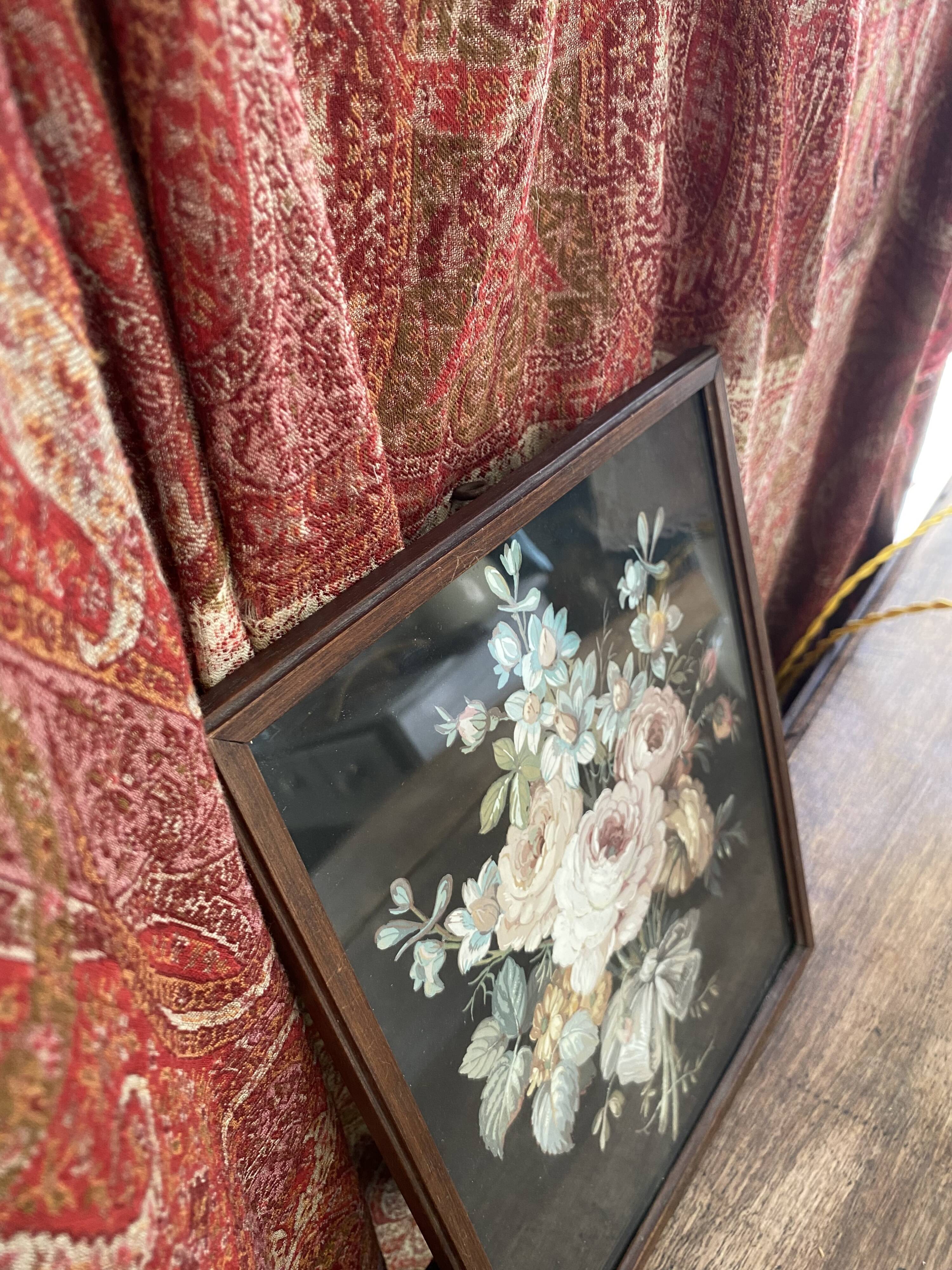 Painting on paper, glazed wooden frame