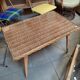 Vintage rattan coffee table with glass top