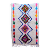 Ecru Moroccan rug with coloured patterns 250cm x 150cm