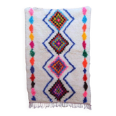 Tapis marocain écru à motifs colorés