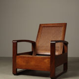 Mid-century architectural teak lounge chair with cane seat, 1950s