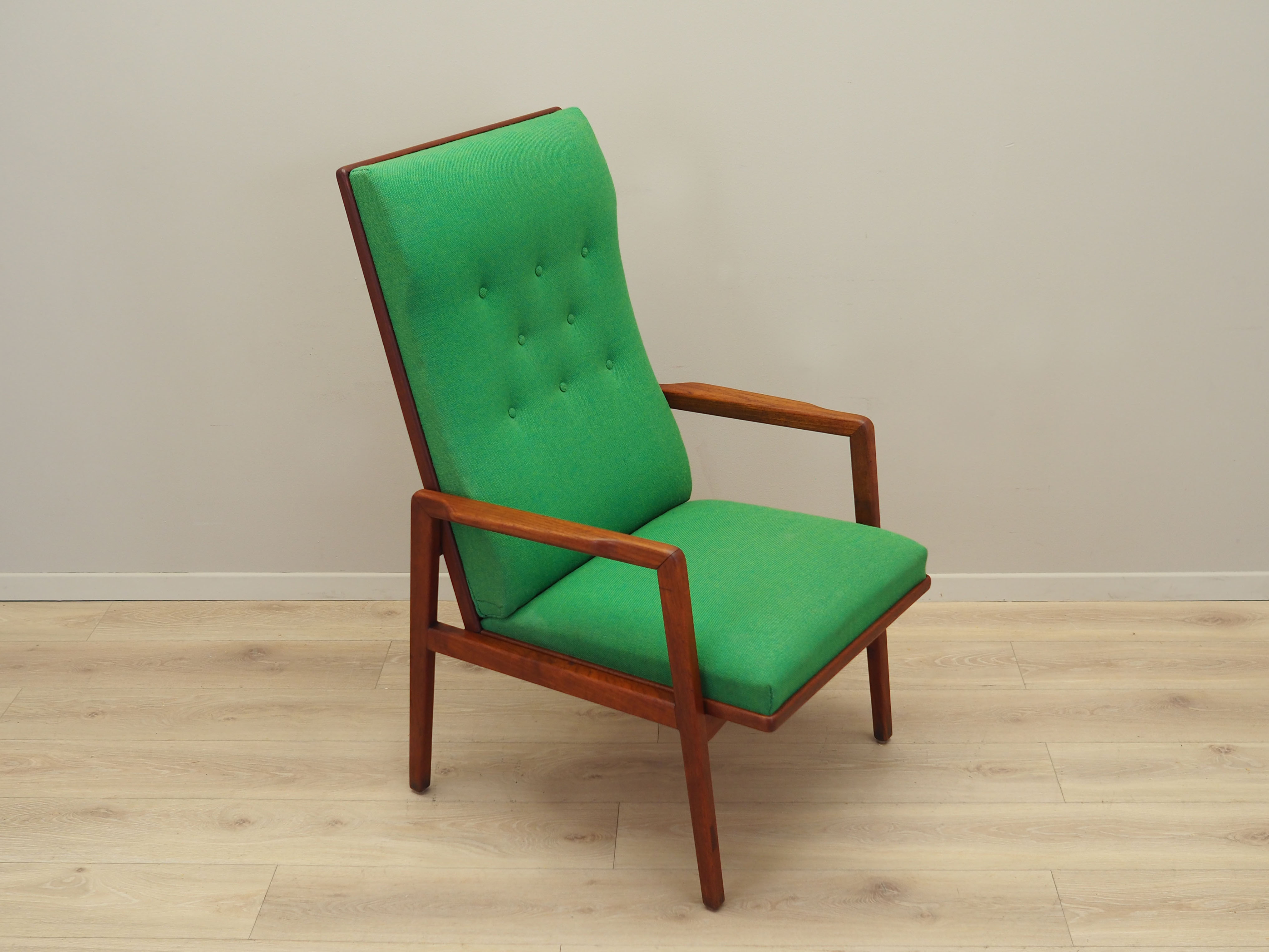 Teak green armchair, Danish design, 1970s, production: Denmark