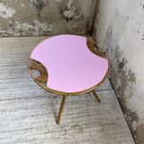 Table basse vintage en rotin rose