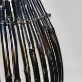 Large Vintage Black Bamboo Fruit Basket