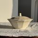Antique Sarreguemines soup tureen with lid, rose pattern, D33 H28.