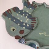 Decorative handcrafted dish – glazed earthenware, marine decor – 80s/90s