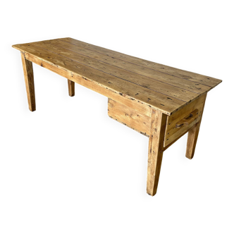 Solid oak farm table, rare bread bin drawer