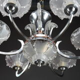 Art Deco chandelier in nickel-plated metal and copper