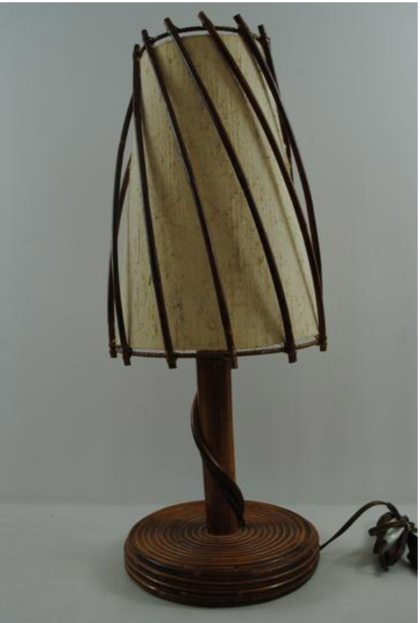 Lampe a poser en rotin vintage années 1960/1970