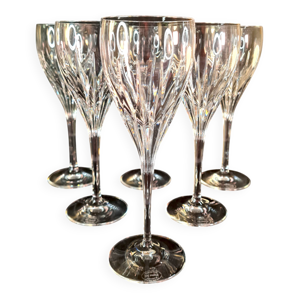 Lot de 6 verres en cristal taillé – Cristallerie de Paris (modèle proche Ir
