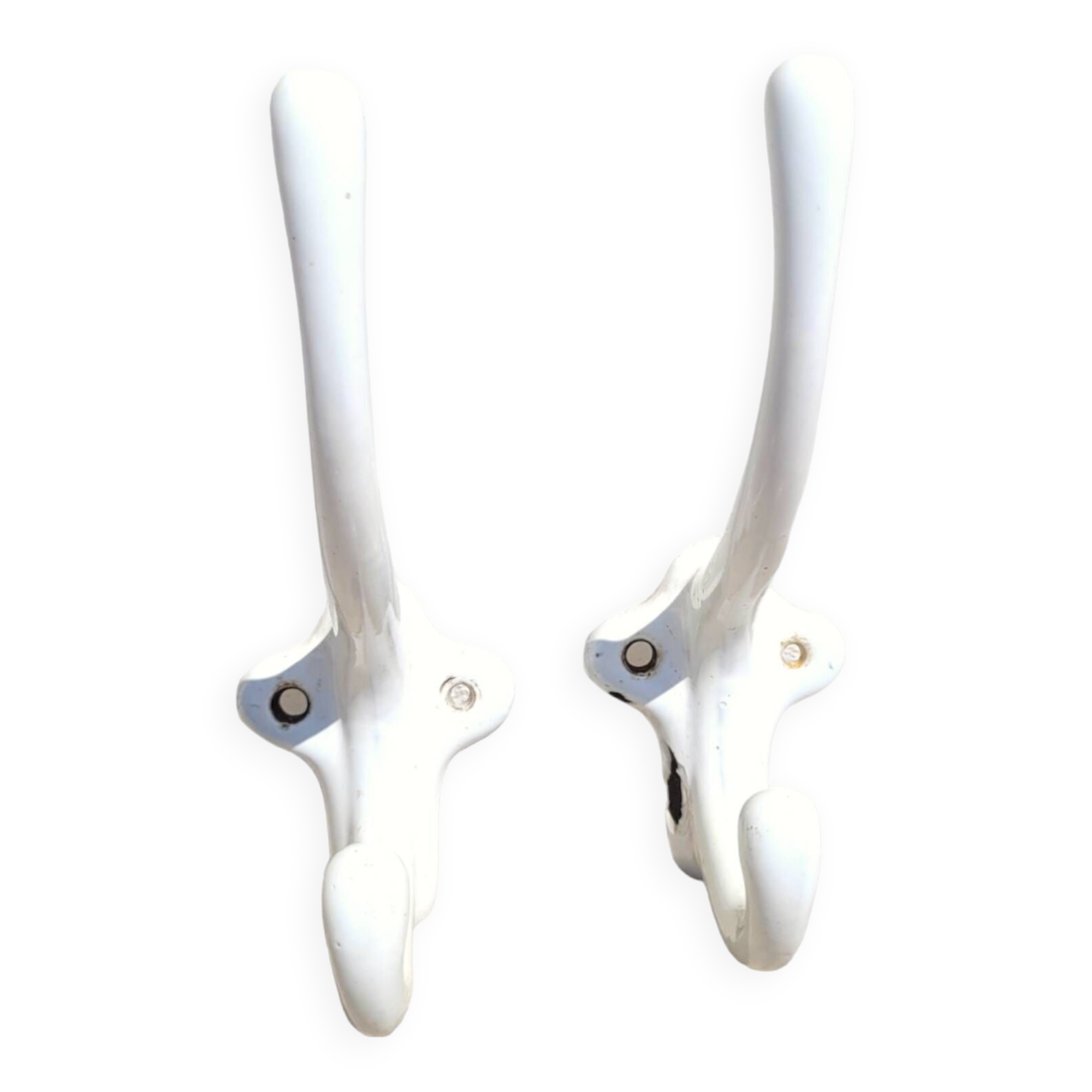 Pair of double coat hooks in enameled cast iron