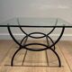 Pair of Black Lacquered Wrought Iron and Glass Side Tables, French Work