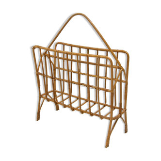 Mid century wicker magazine rack, Czechoslovakia, 1960´s