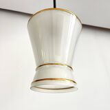 Small white and gold diabolo pendant light