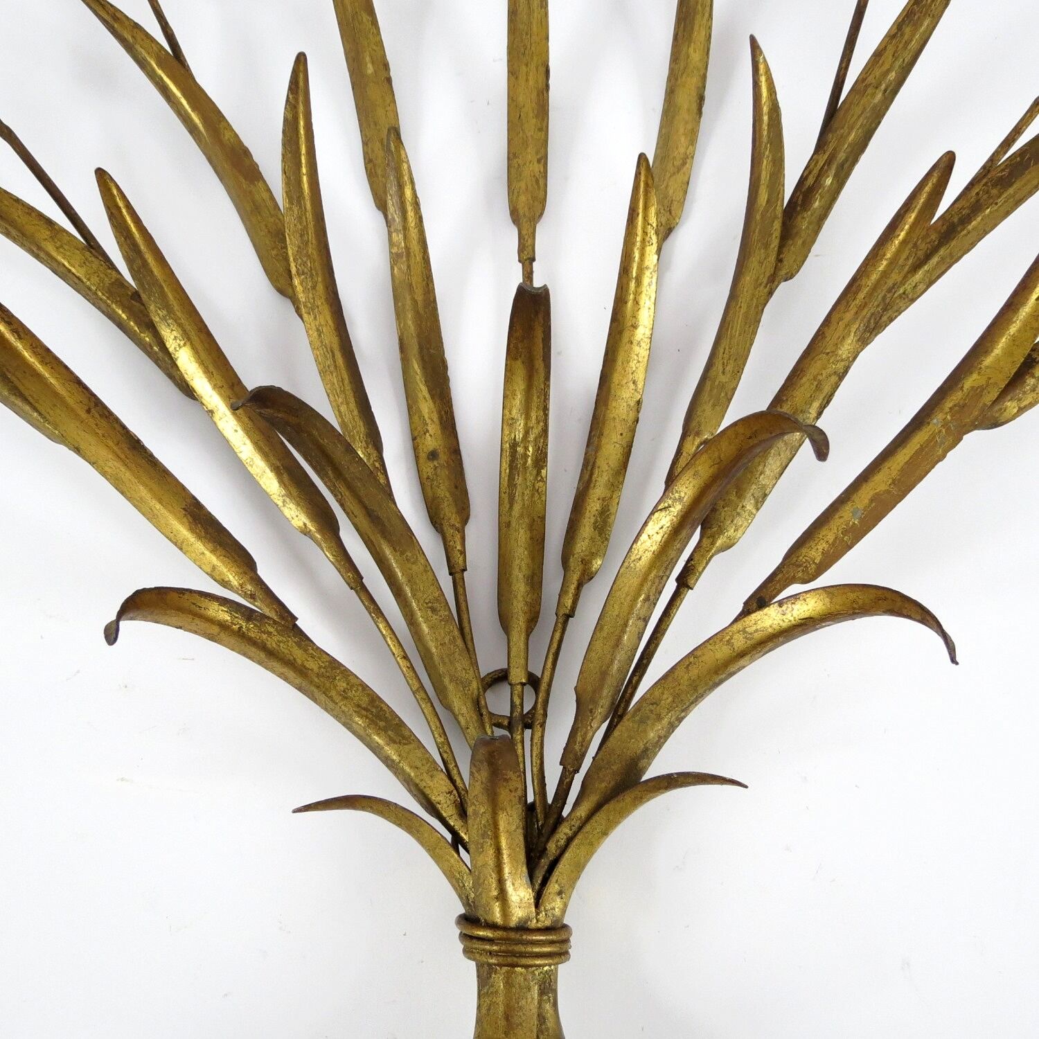 Set of 3 french wheat sheaf wall lamps, 1970s
