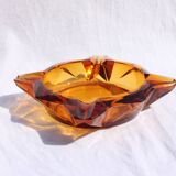 Vintage amber glass ashtray 70s
