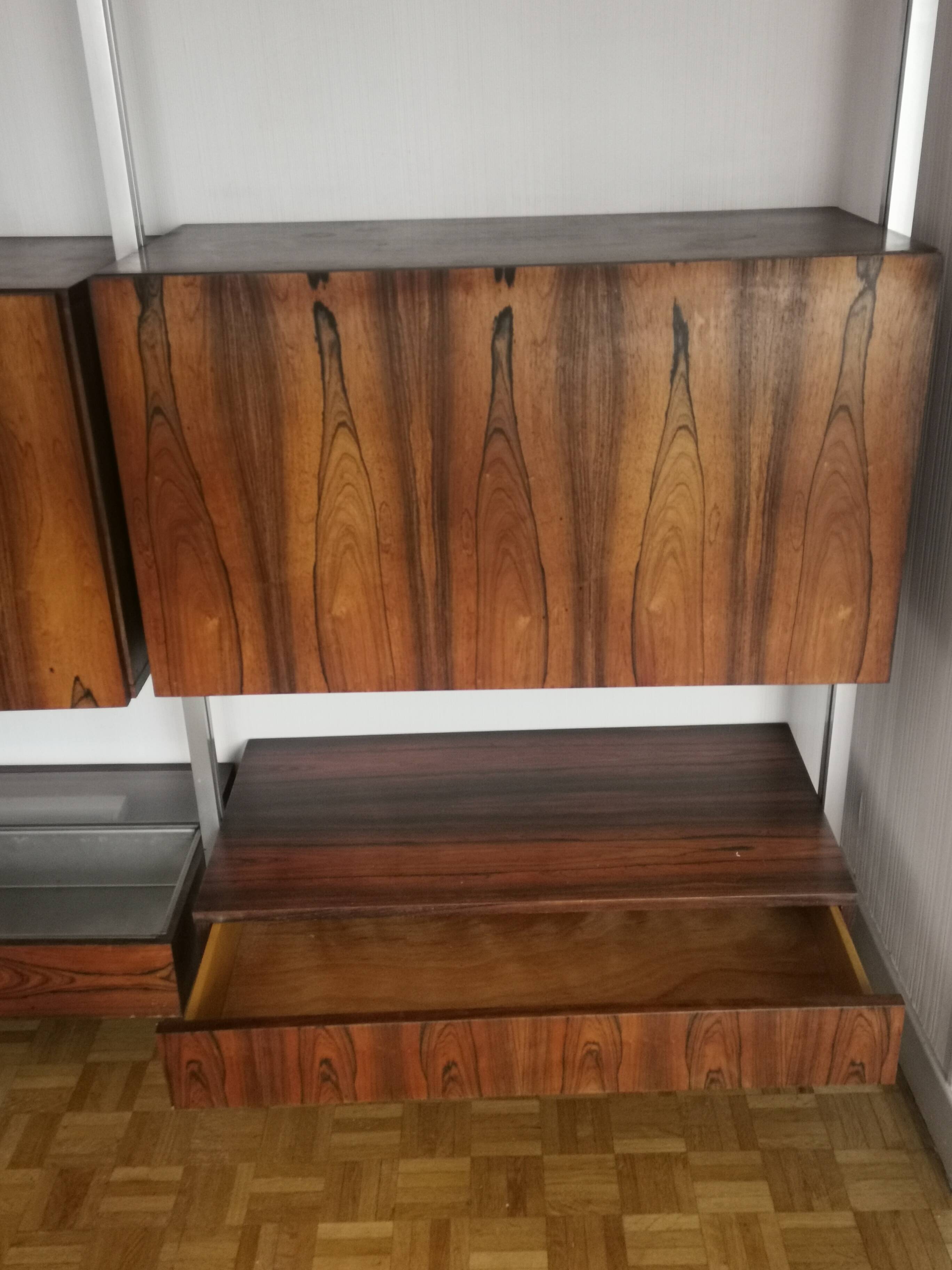 Modular shelves in Rio rosewood