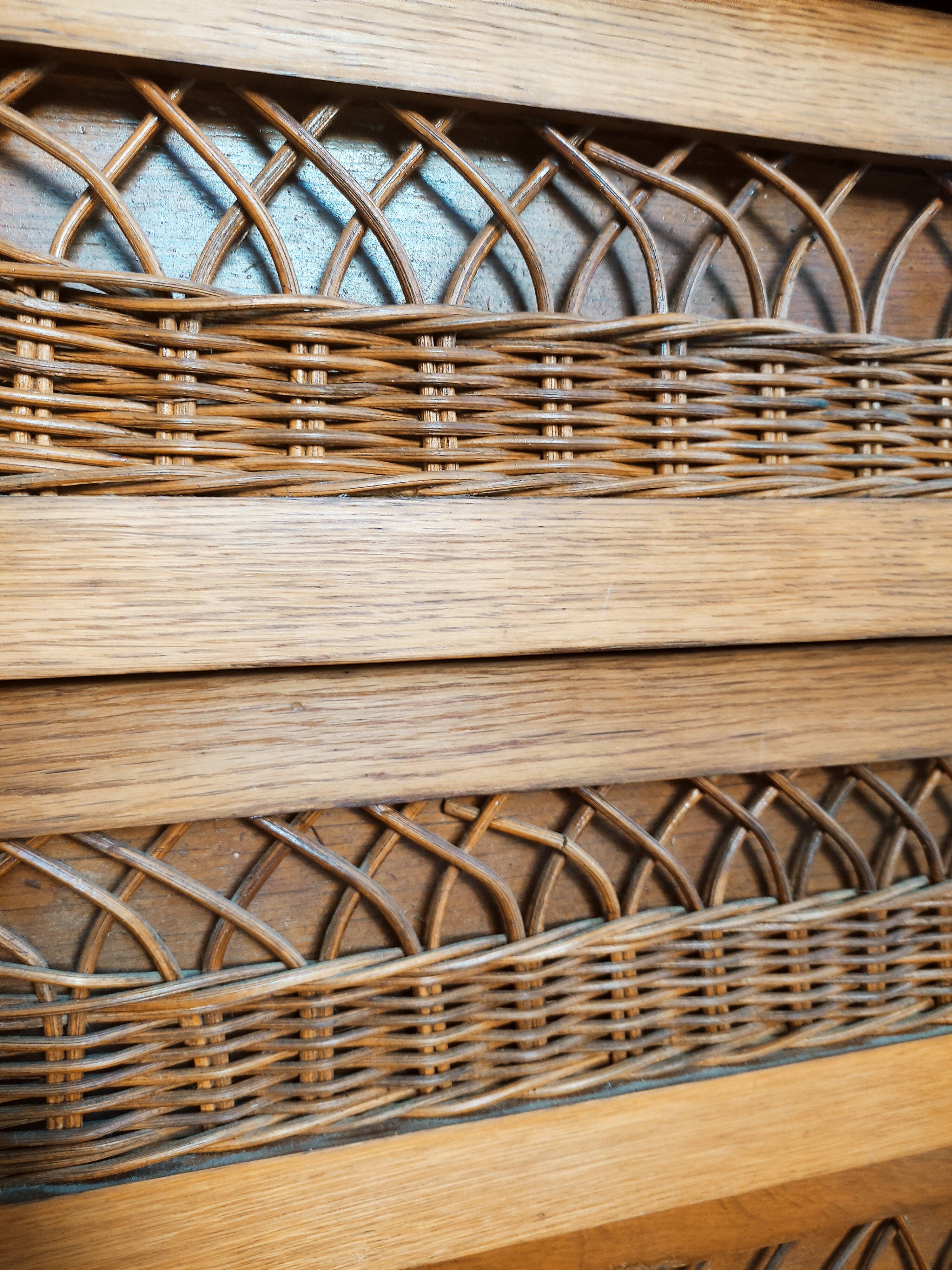 Rattan and wood rag cabinet