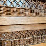 Rattan and wood rag cabinet