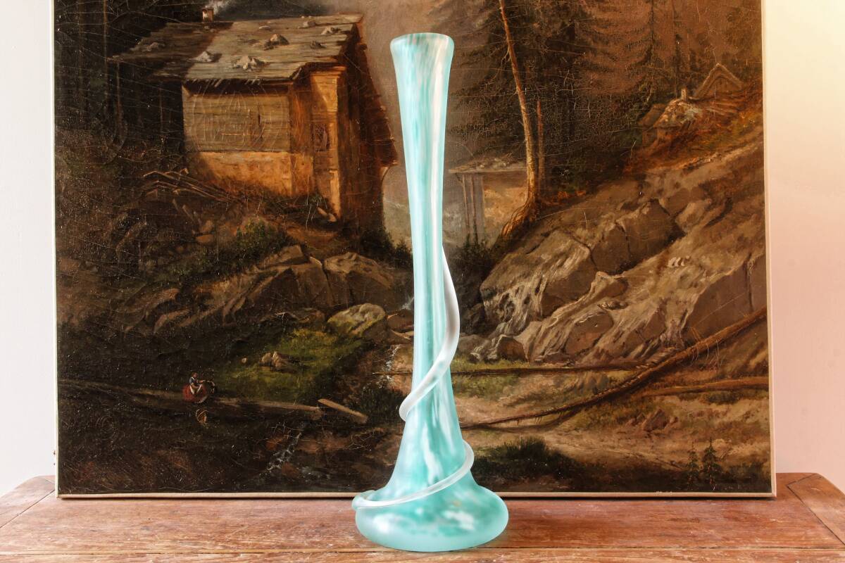 Murano blown glass vase, snake