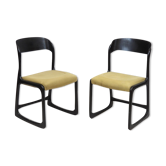 Pair of Baumann sleigh chairs with original seats