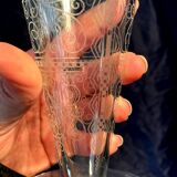Lido model conical vase in baccarat crystal with art deco patterns
