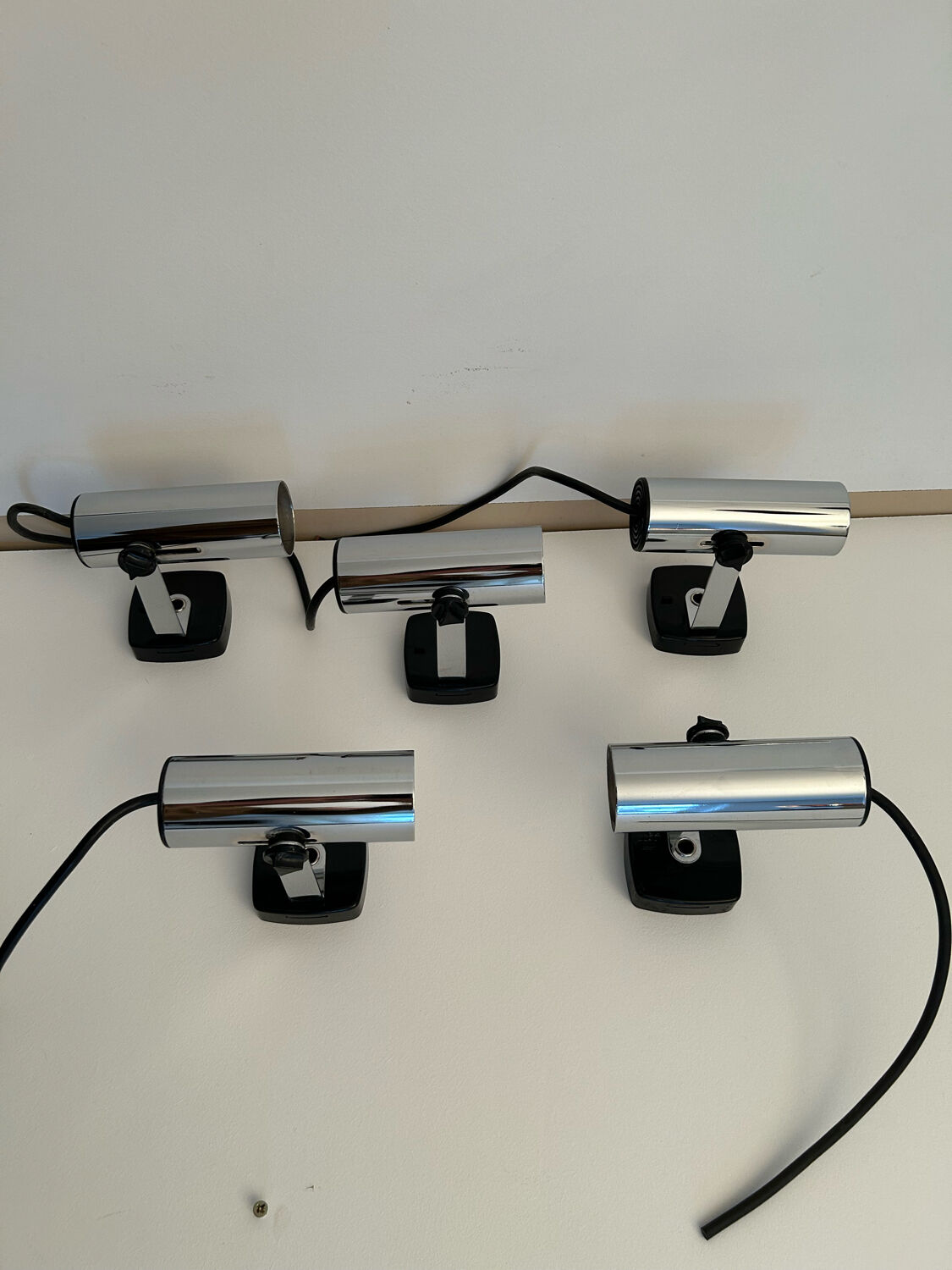Set de 5 appliques vintage orientable chromée, Italie 1970