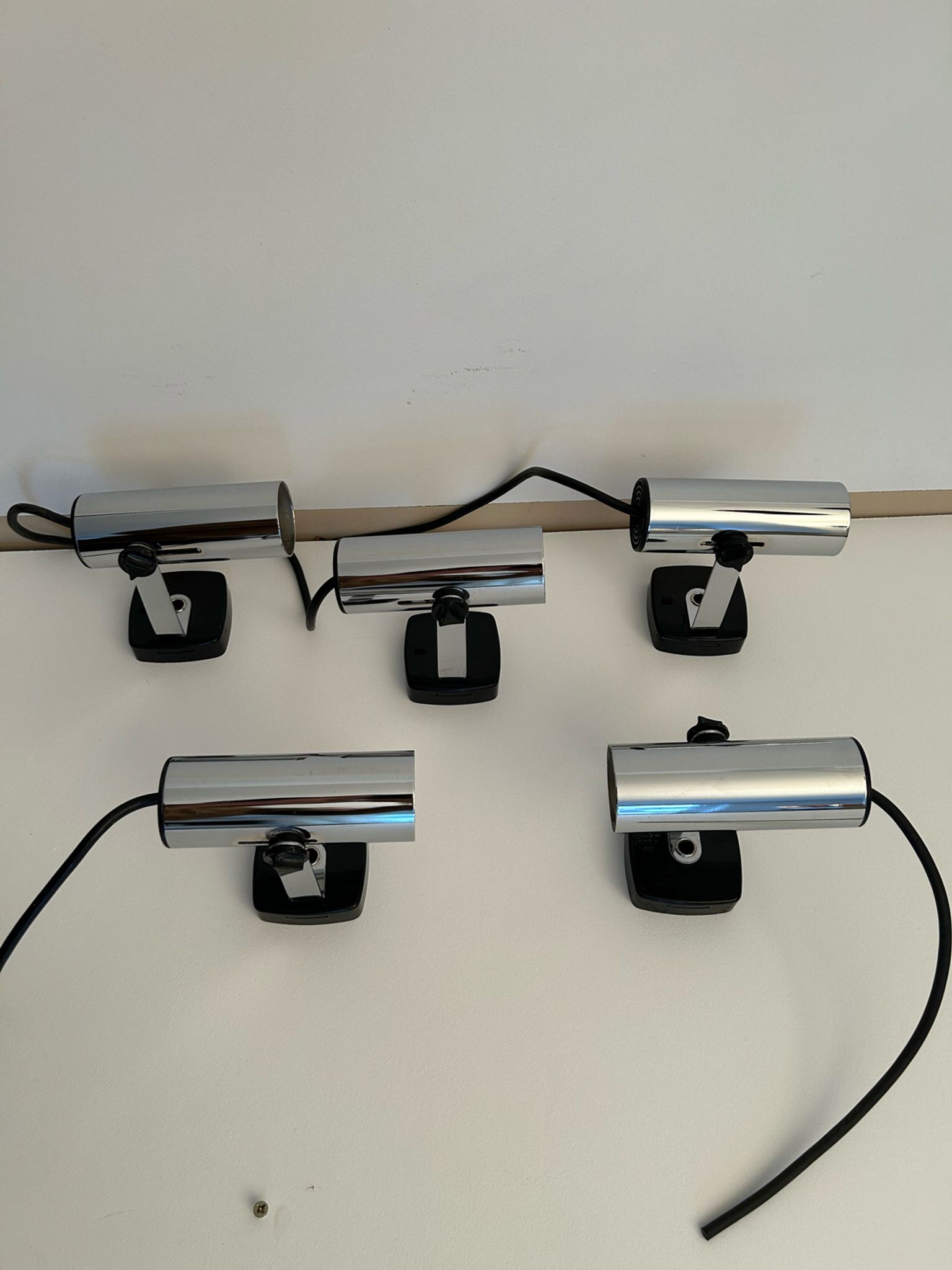 Set de 5 appliques vintage orientable chromée, Italie 1970