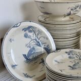 Table service 63 pieces Gien earthenware 19th century Marines model