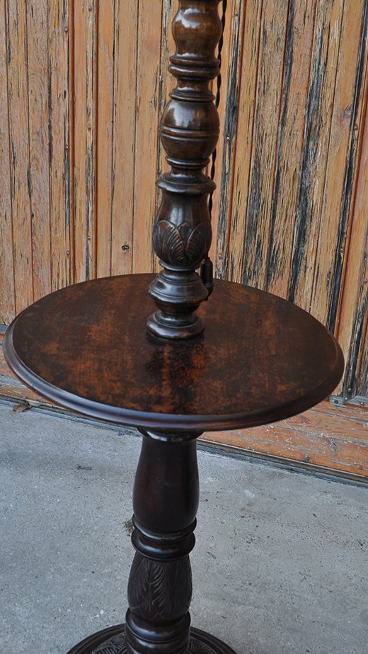 Wooden Floor Lamp with Pink Shade