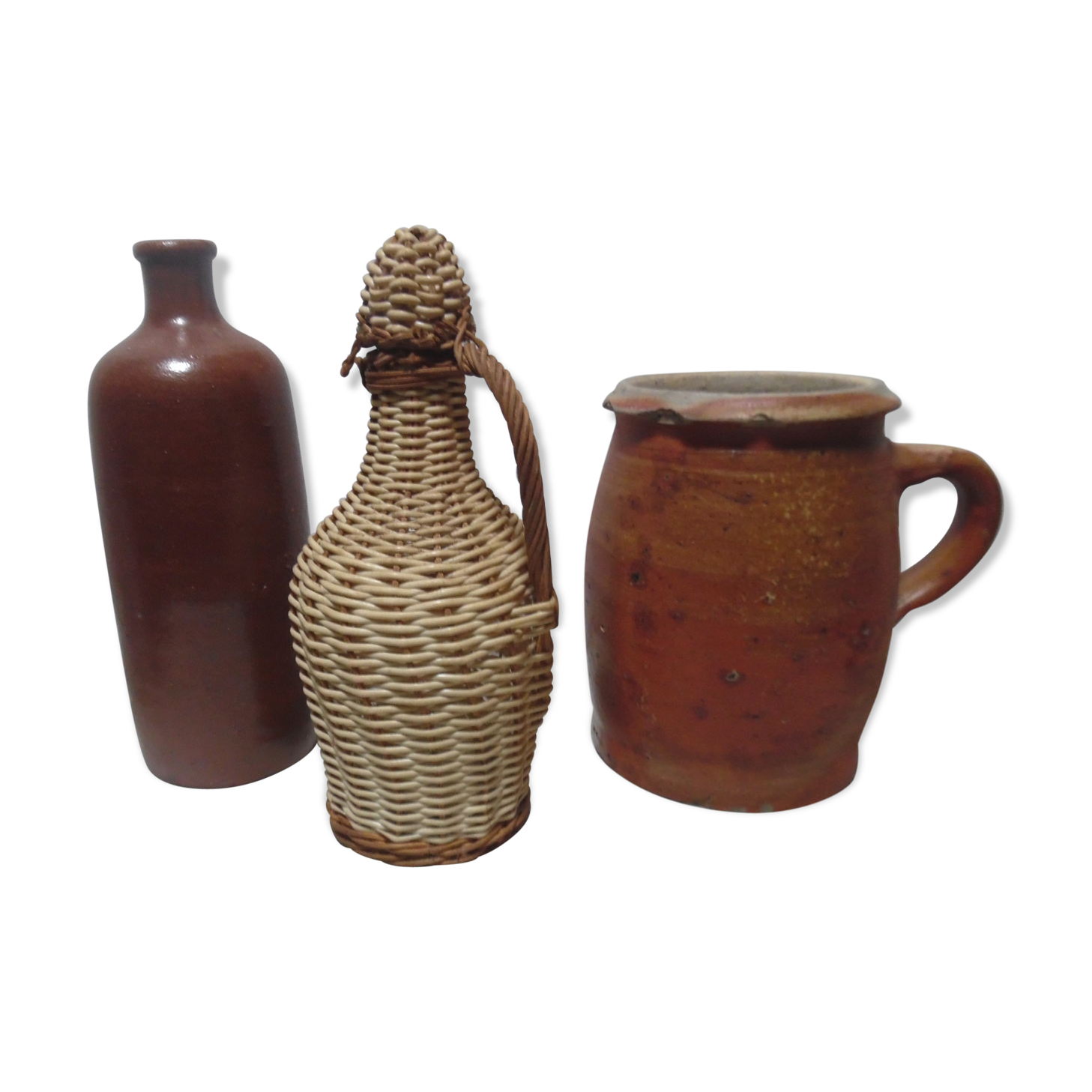 Trio de bouteilles terre chic bohème