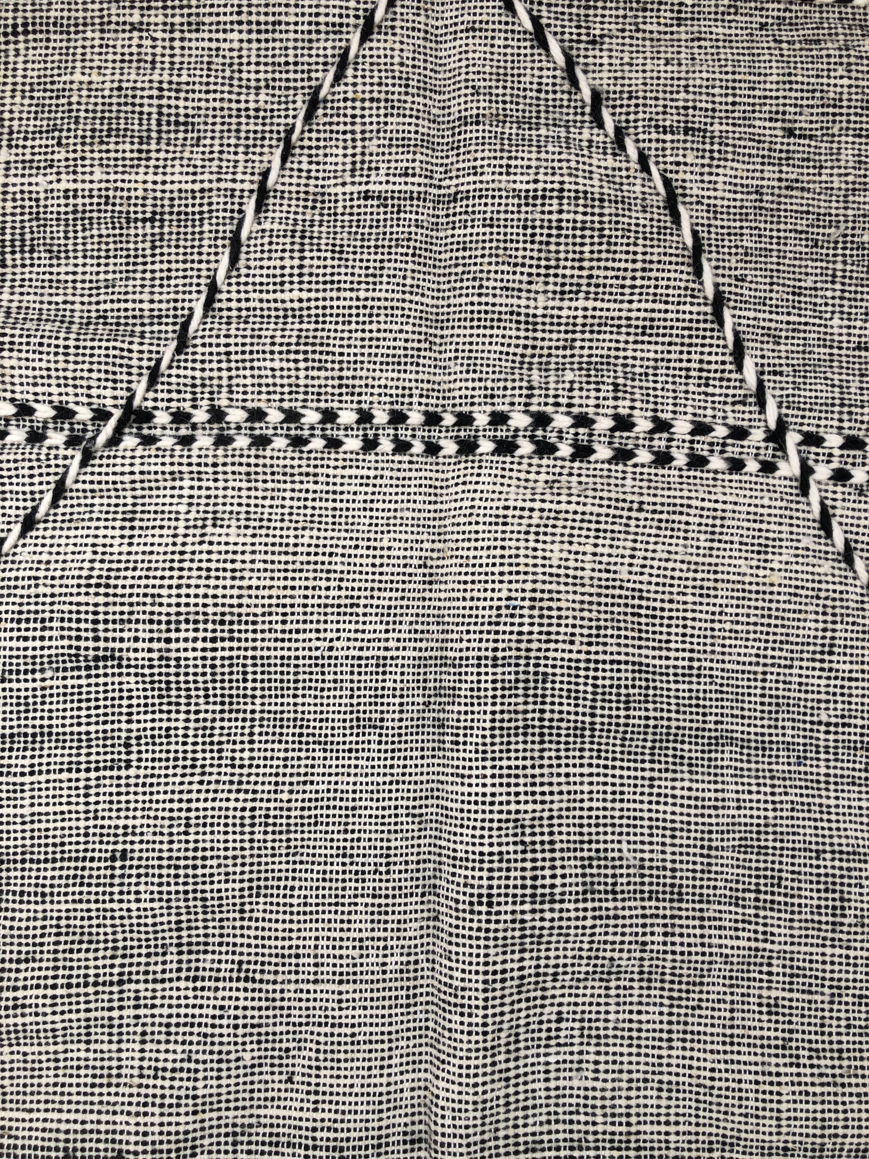 Moroccan Berber carpet Kilim Zanafi black and white 1, 47x1,04