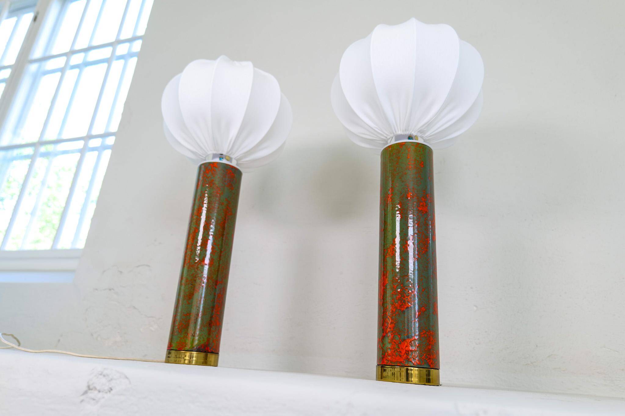 Rare and large ceramic table lamps from the mid-century, Sweden, 1960s.