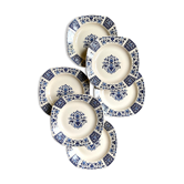6 Gien hollow plates in iron earth, service "Blue Ibis" late nineteenth century