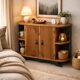 Small buffet or console in natural and black wood