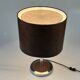 Vintage Table Lamp, Chromed Base and Leather Shade. 1970's