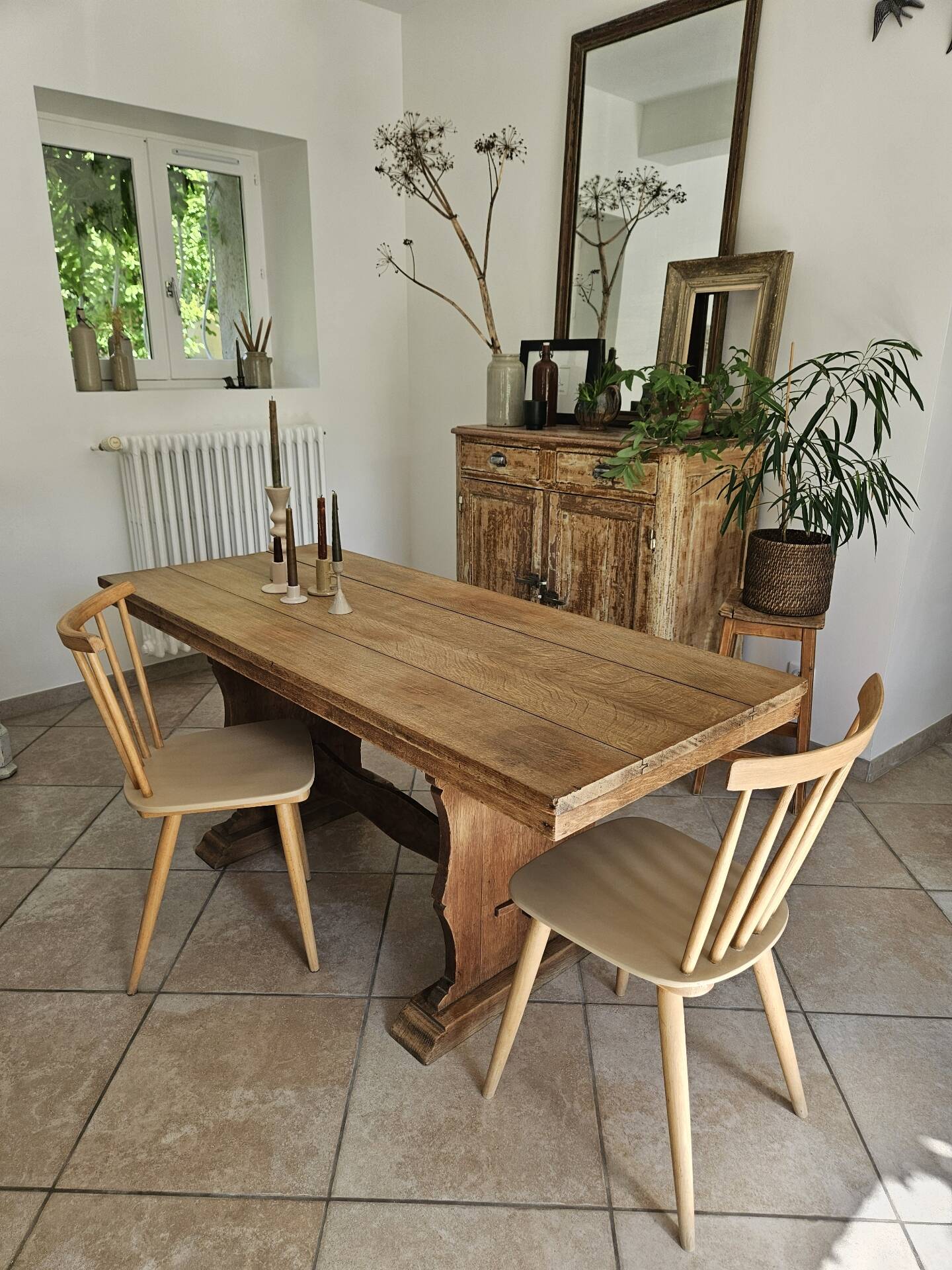 Monastery dining table, farmhouse, solid oak, antique vintage.