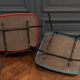 Pair of CM190 Pierre Paulin red and blue Thonet edition low chairs