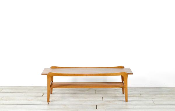Table Basse À Lattes En Teck danois Du milieu Du Siècle