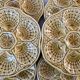 Set of 6 digoin Sarreguemines oyster plates in mustard yellow slurry