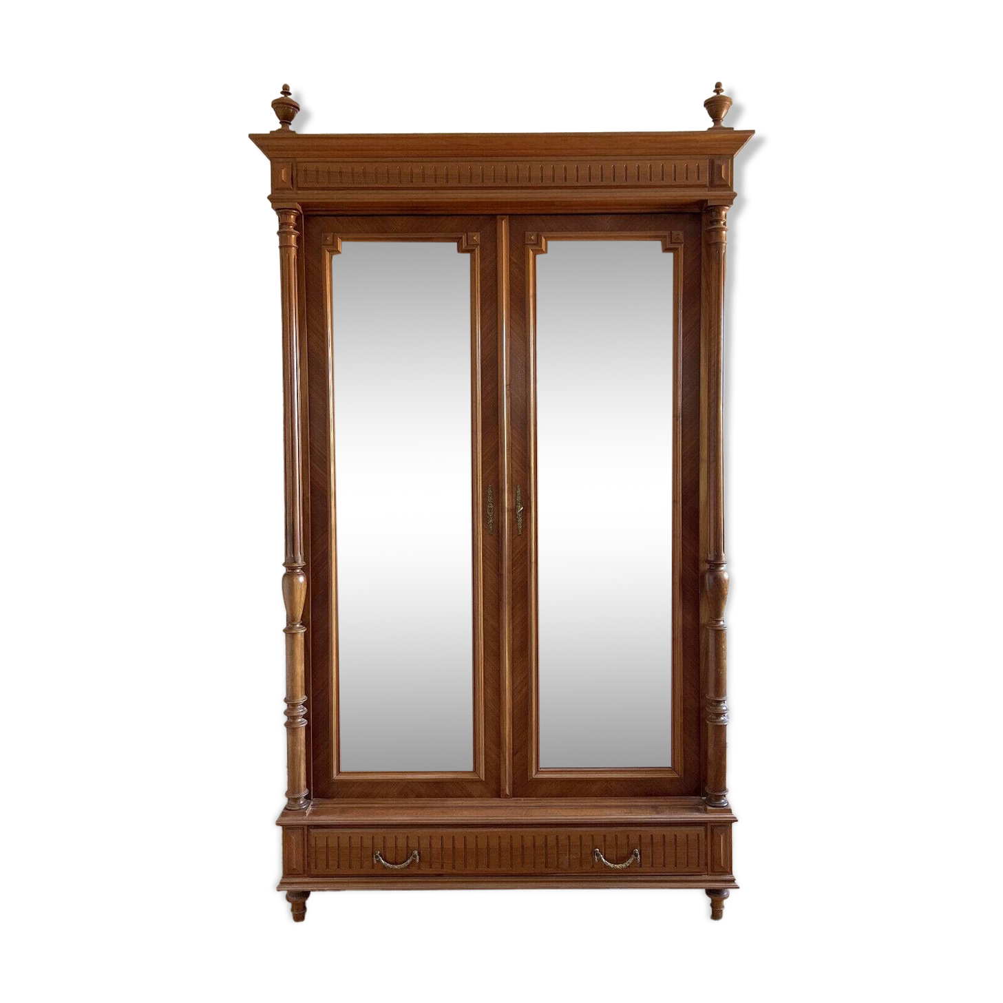 Napoleon III period library cabinet in blond walnut circa 1850-1880