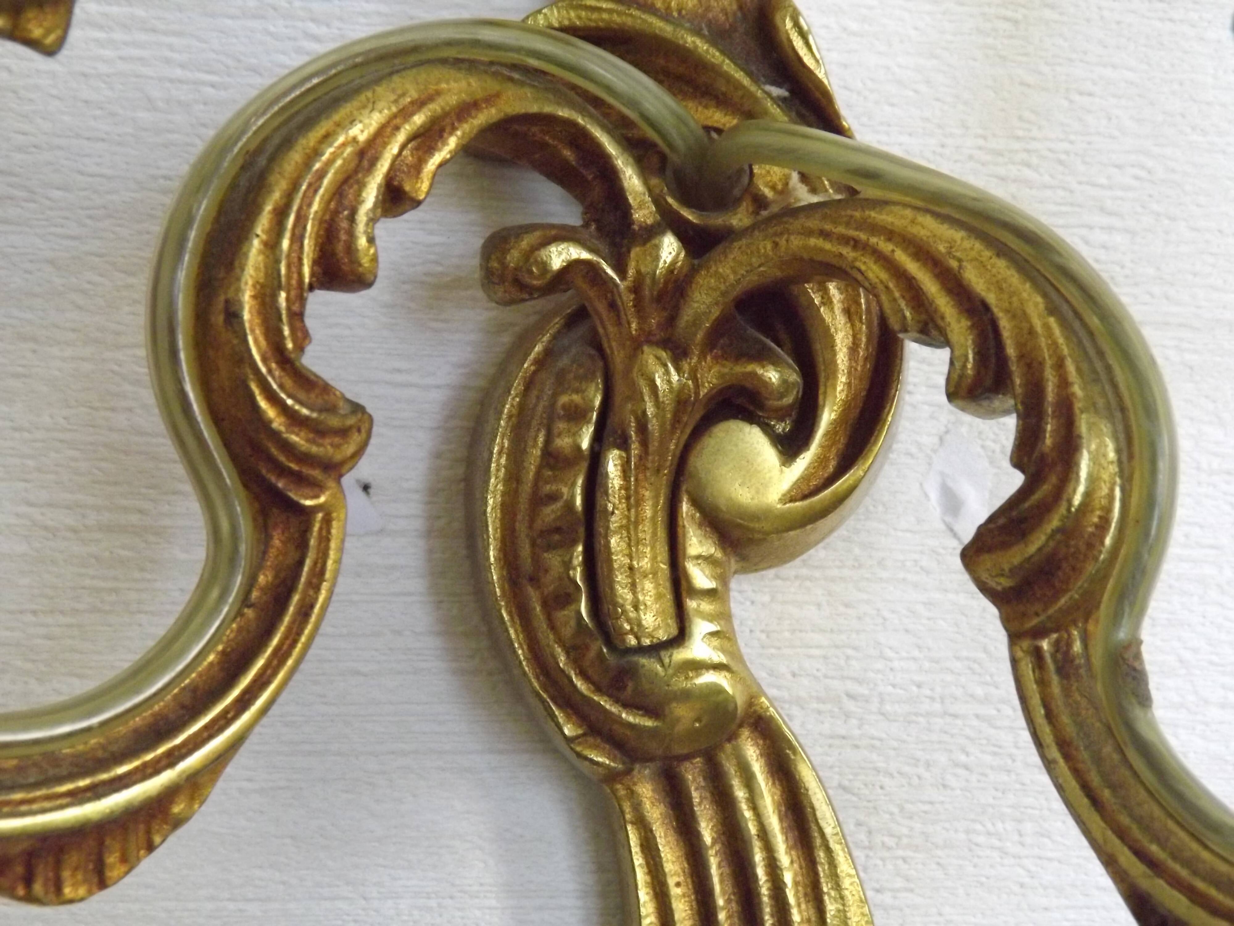 Stylish Vintage French Bronze Double Wall Sconce with Acanthus Leaf Detail
