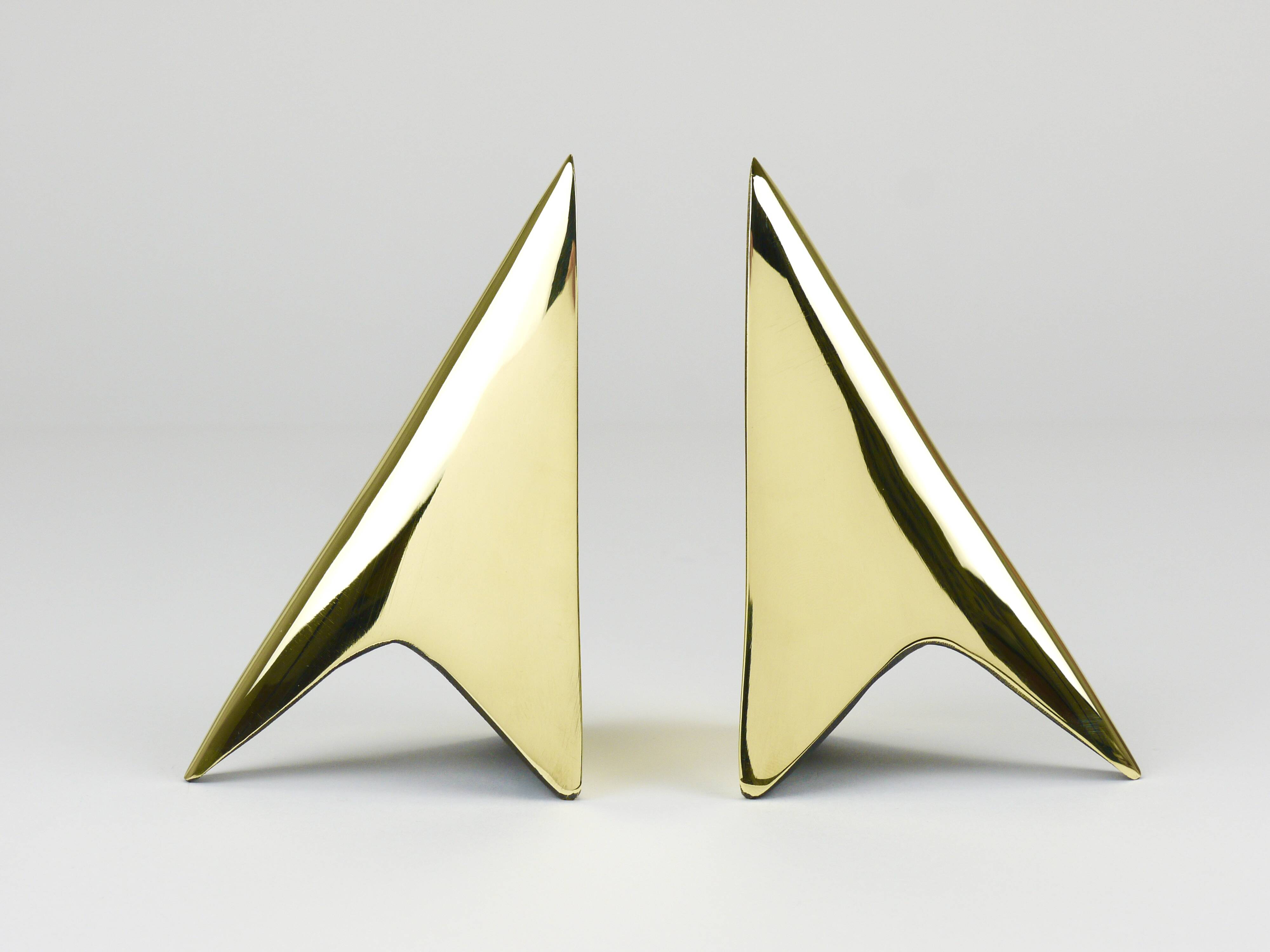 Pair Carl Auböck Minimalist Rocket Brass Bookends #3846, Vienna, Austria