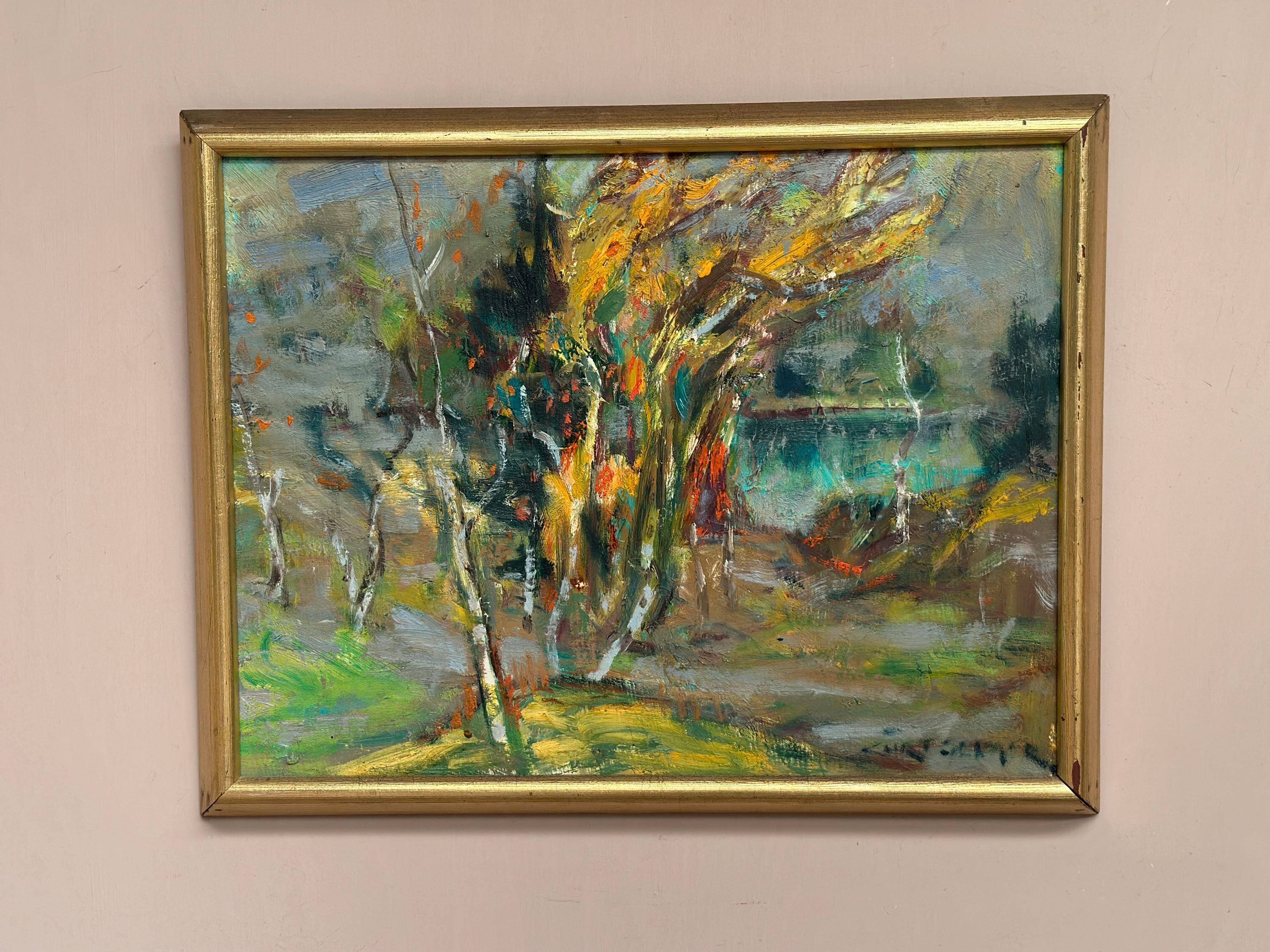Original Swedish Oil on Panel – “Autumn Landscape” by Curt Selmer – Signed