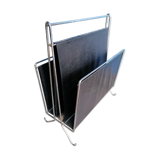 Magazine rack, steel file and vintage faux leather