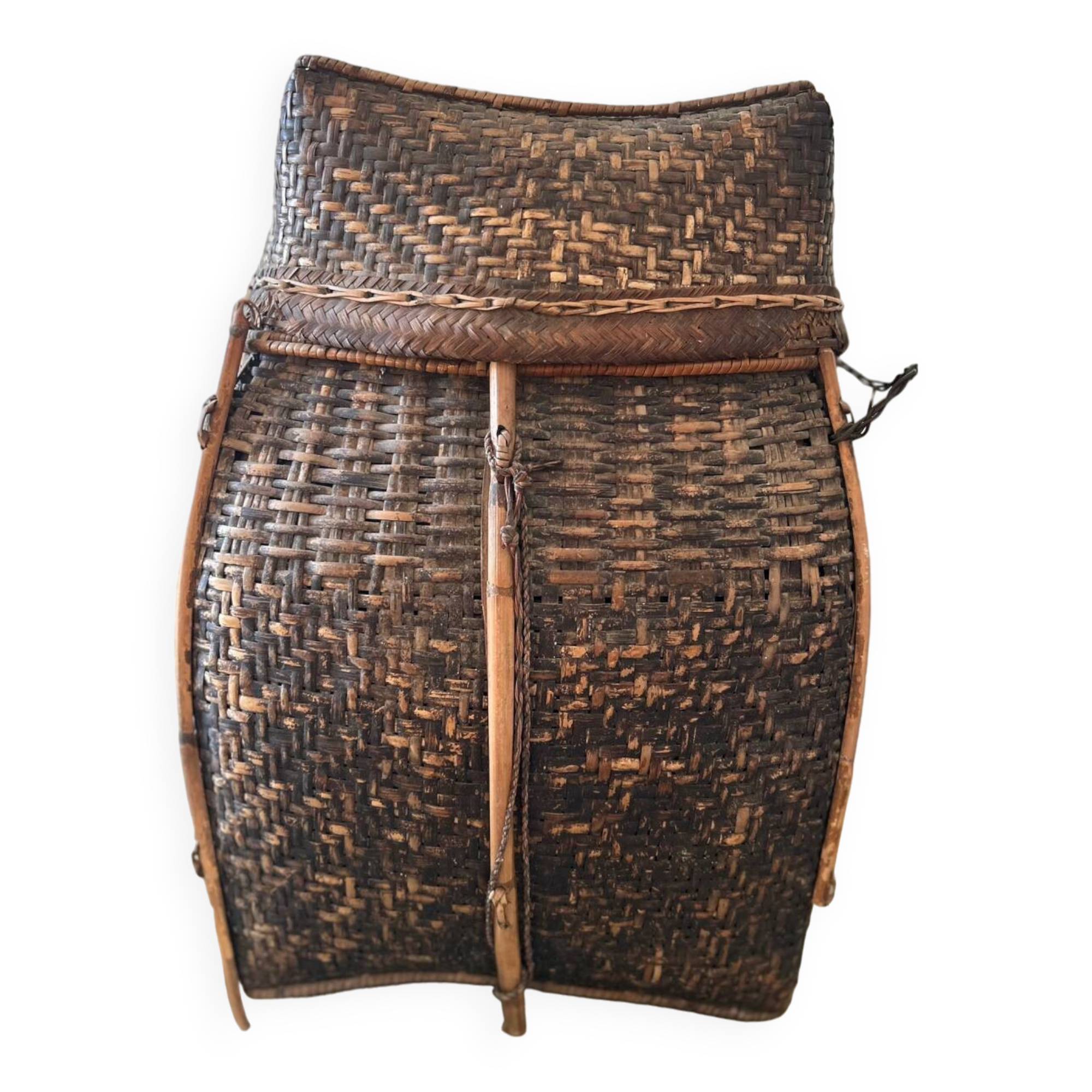 Antique Laotian rattan basket