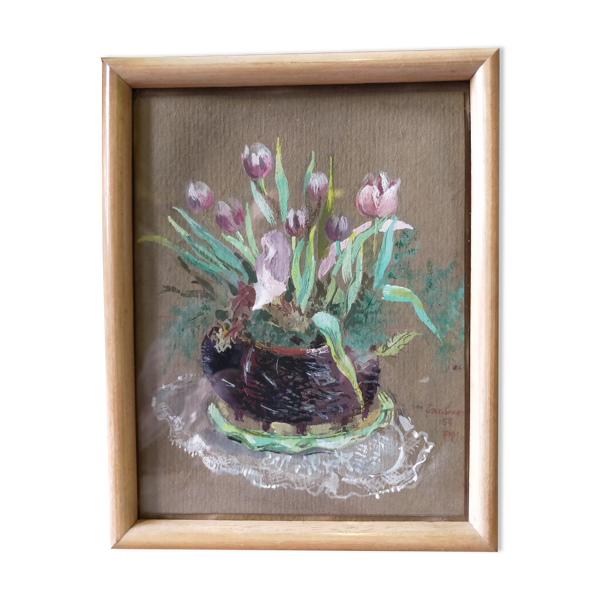 Tableau "la corbeille aux tulipes