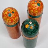 Set of three vintage Bakelite salt shakers, BEF British Made, 12.5 cm
