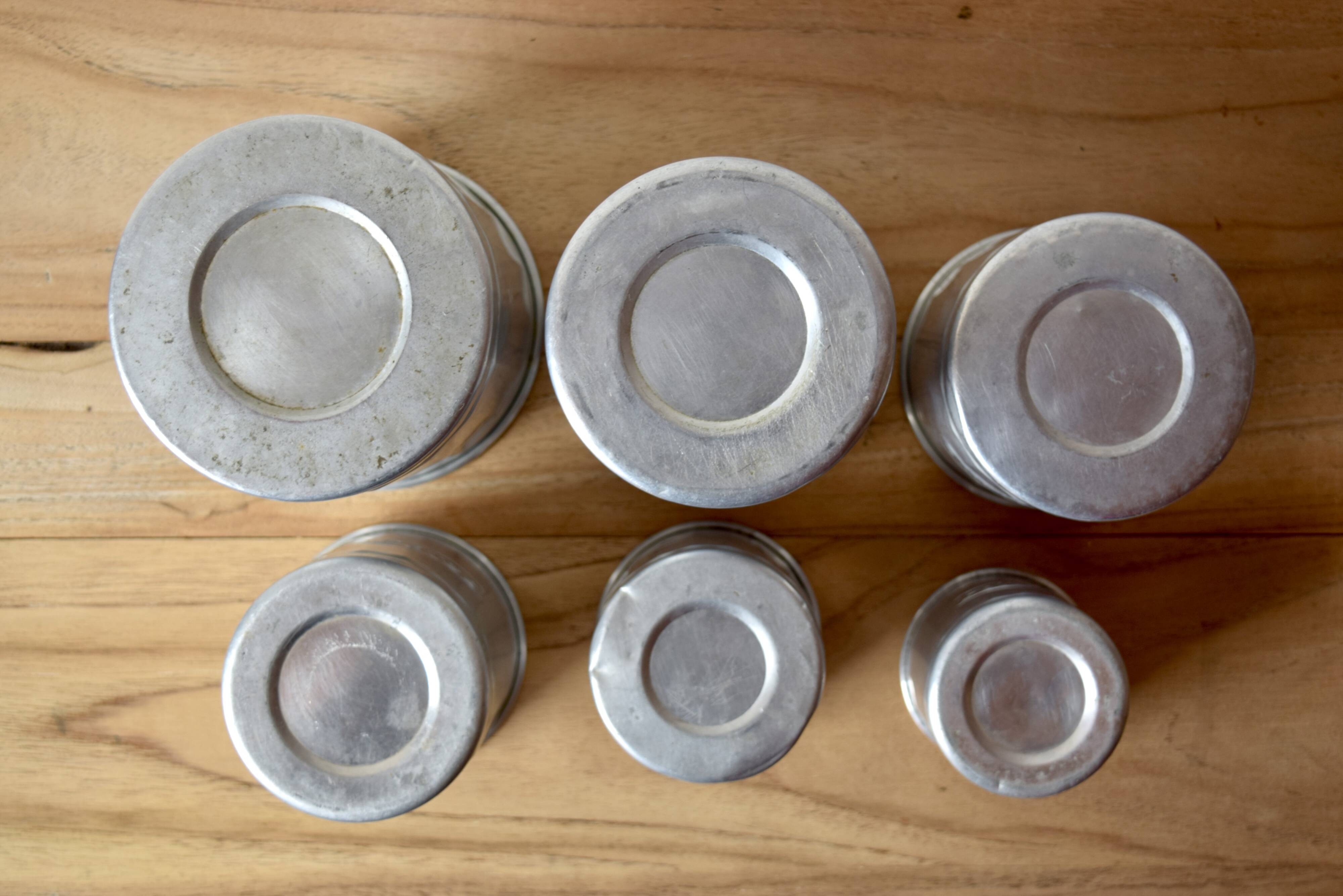 Series of Six vintage aluminum spice jars - Storage jars - 1940.